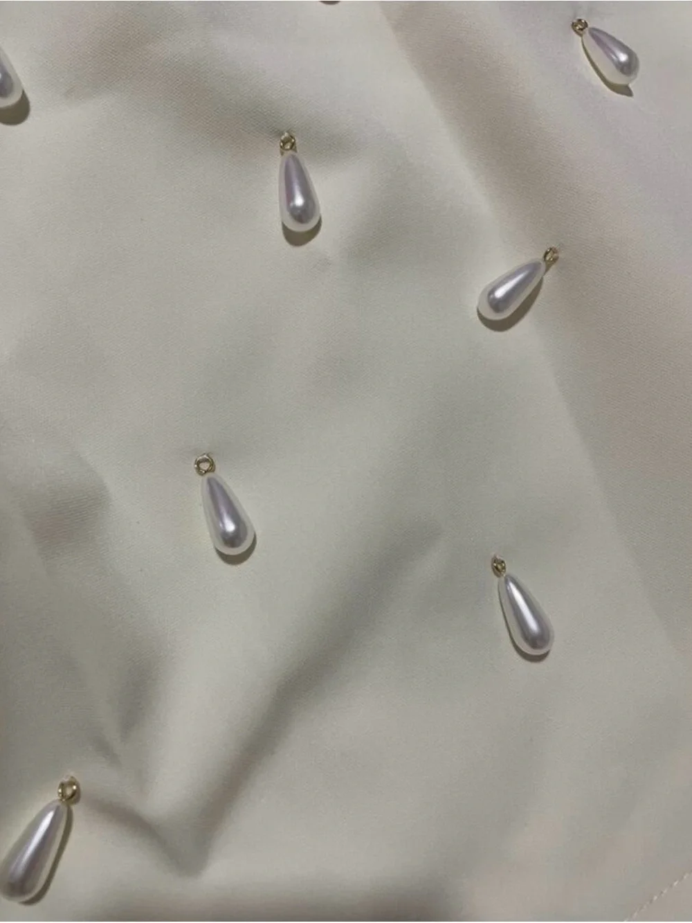 Strapless Cream Mini Dress with pearls Detail - Picture 5 of 5
